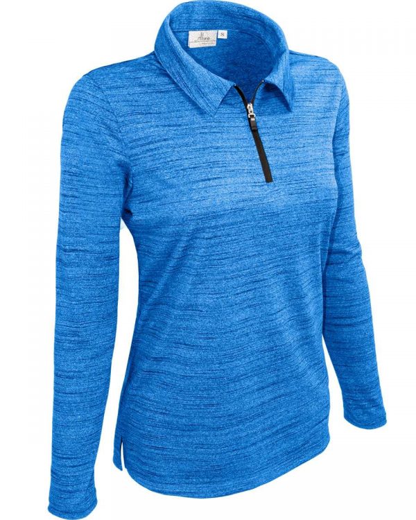 Ladies' Long Sleeve Tiger Stripe 1/4 Zip Polo UPF 30+