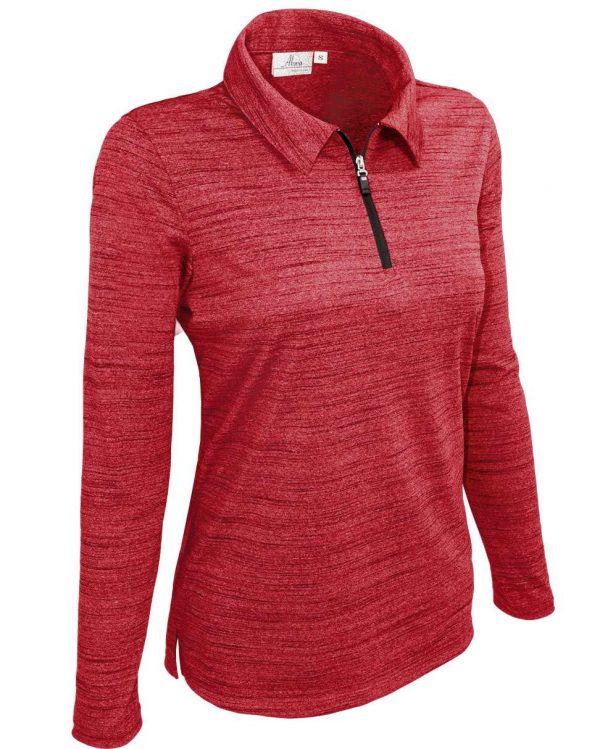 Ladies' Long Sleeve Tiger Stripe 1/4 Zip Polo UPF 30+