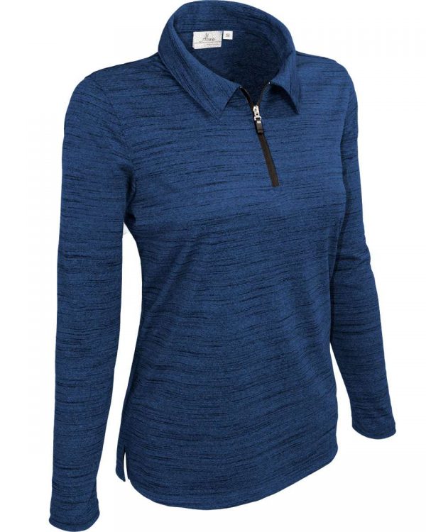 Ladies' Long Sleeve Tiger Stripe 1/4 Zip Polo UPF 30+