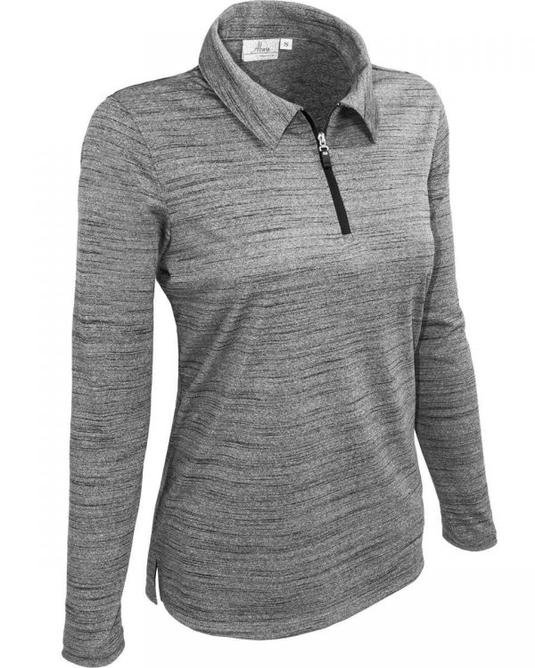 Ladies' Long Sleeve Tiger Stripe 1/4 Zip Polo UPF 30+
