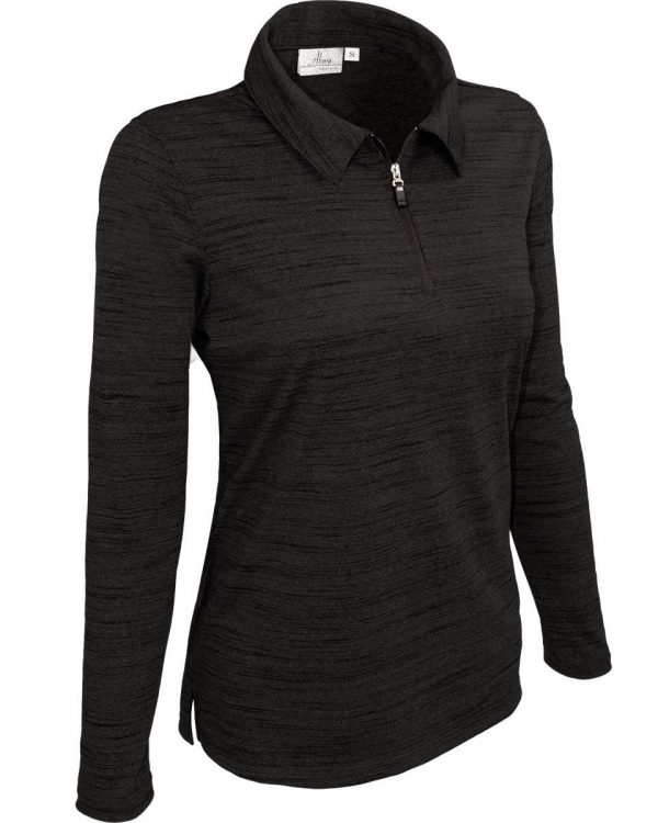 Ladies' Long Sleeve Tiger Stripe 1/4 Zip Polo UPF 30+