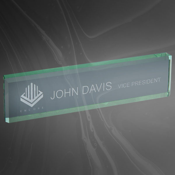 Jade Glass Desk Wedge Award