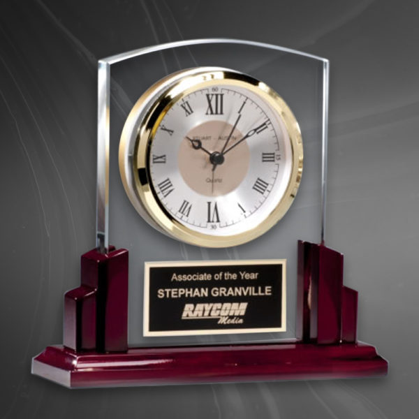 Glass Rosewood Clock