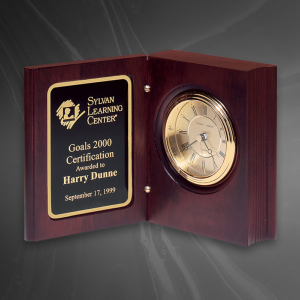 Mahogany Finish Book Clock